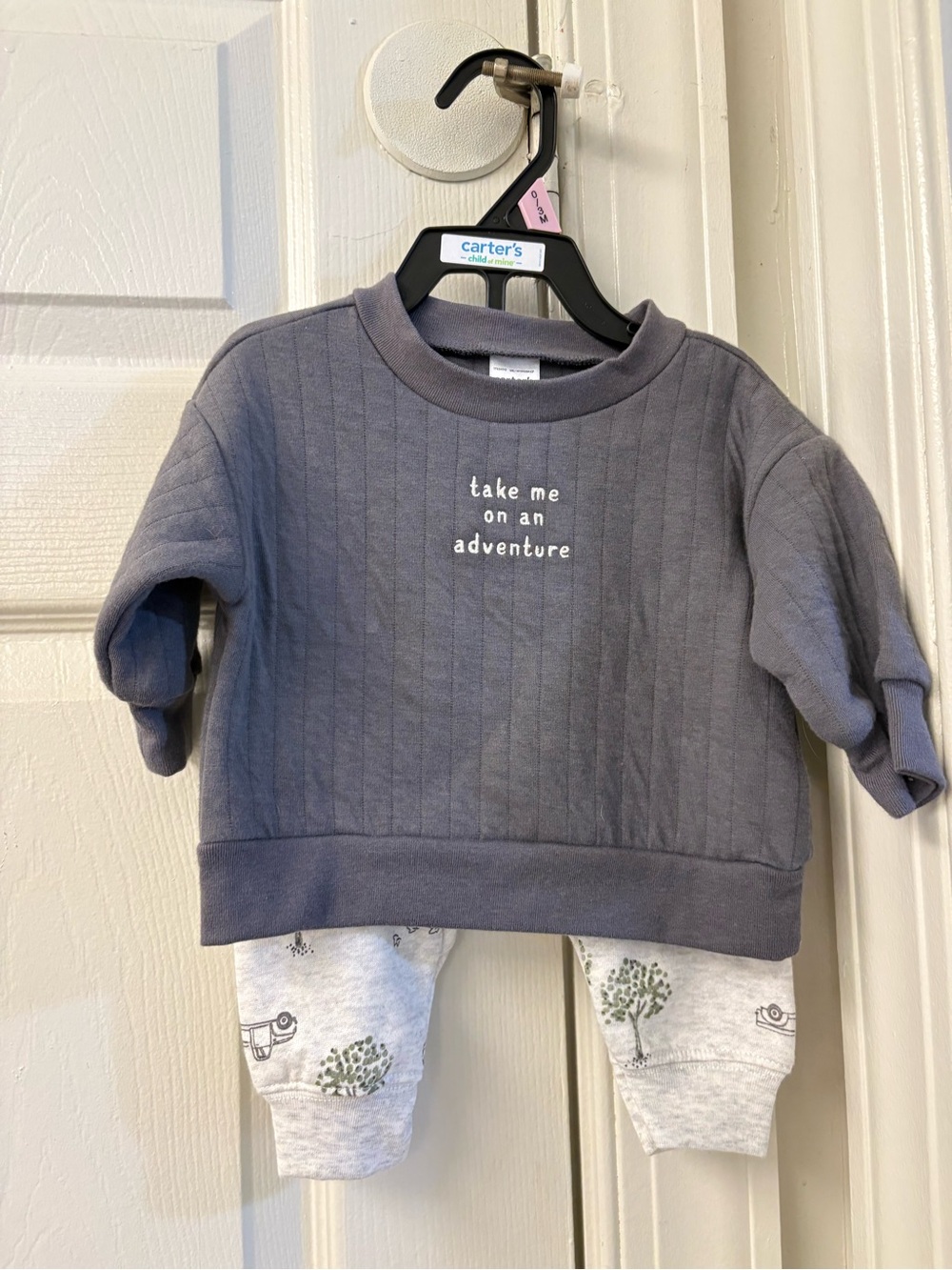 Carter's Gray Quilted 'Take Me On An Adventure' Pullover Sweatshirt
